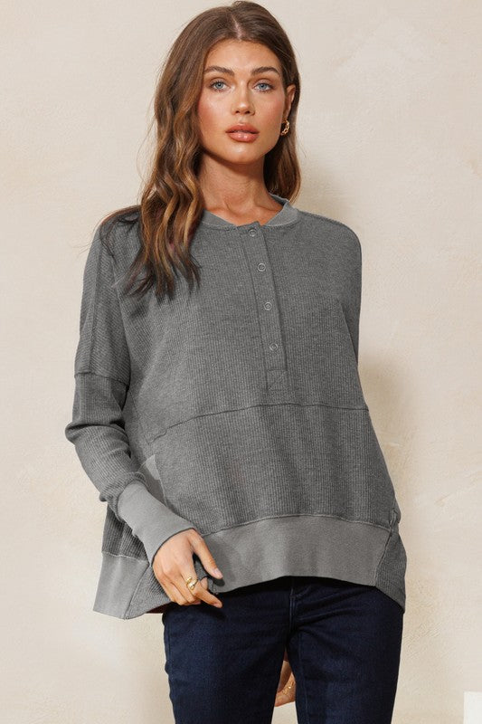 Oversized Washed Solid Knitted Sweater