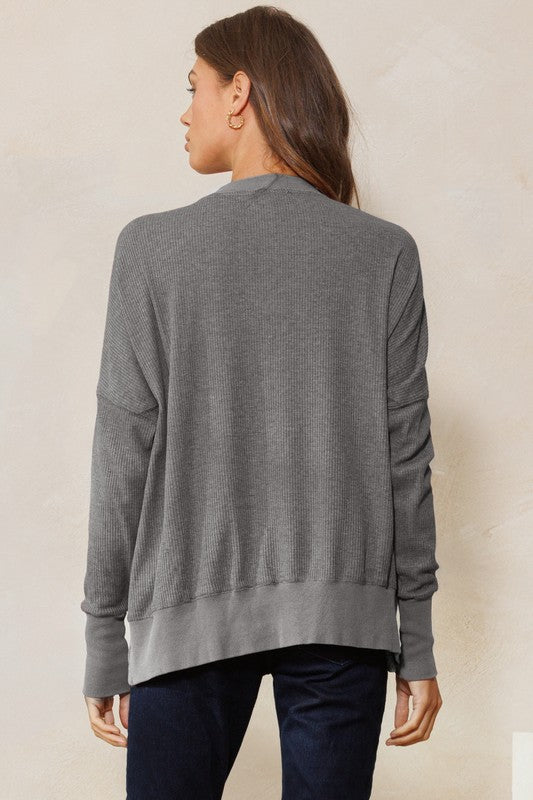 Oversized Washed Solid Knitted Sweater