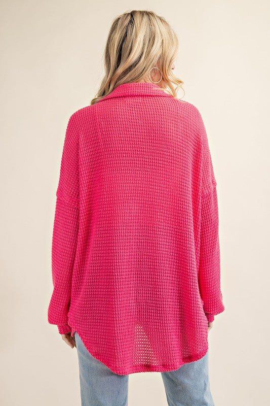 Hot Pink Waffle Blouse