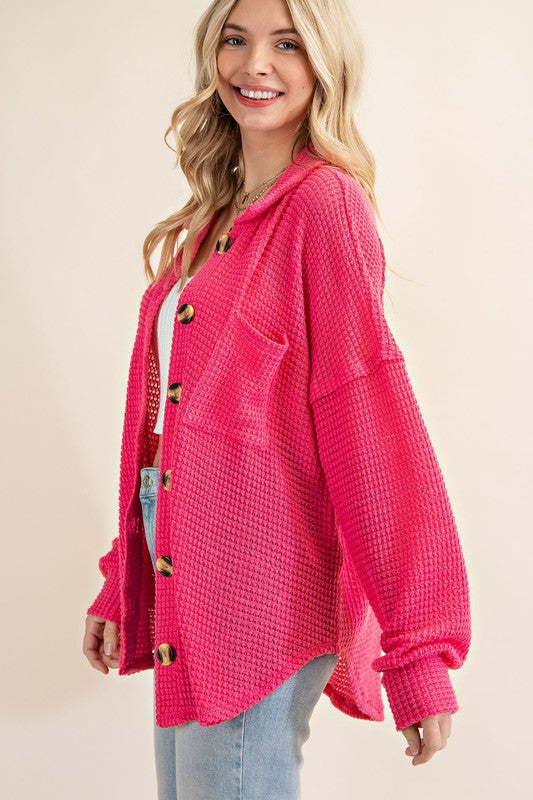 Hot Pink Waffle Blouse