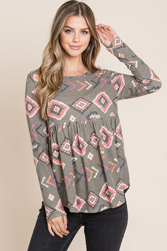 Sage Aztec Vibes Top