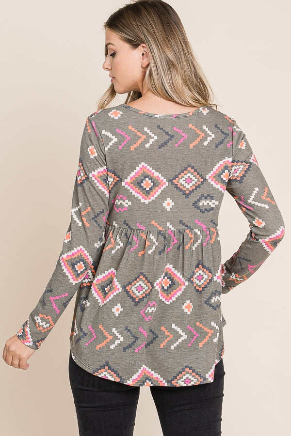 Sage Aztec Vibes Top