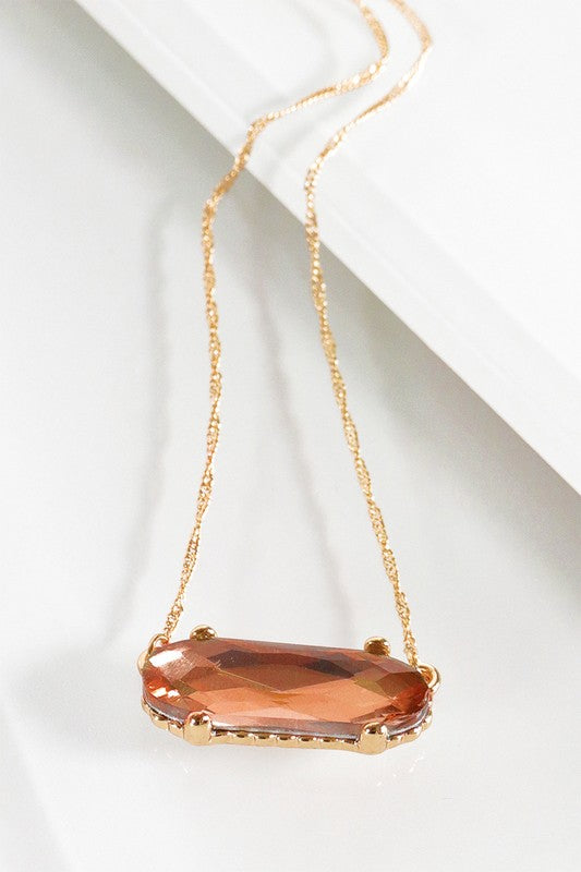 Oval Glass Bead Pendant Necklace