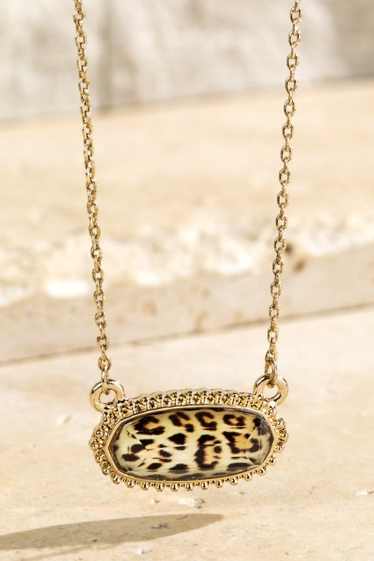 Resin Cheetah Charm Necklace