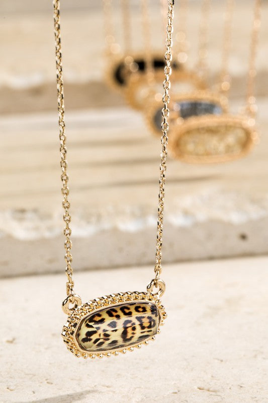 Resin Cheetah Charm Necklace