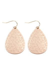 Rose Gold Hammered Teardrop Earrings