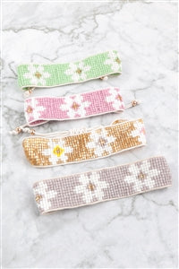 Pink Daisy Pull Tie Bracelet