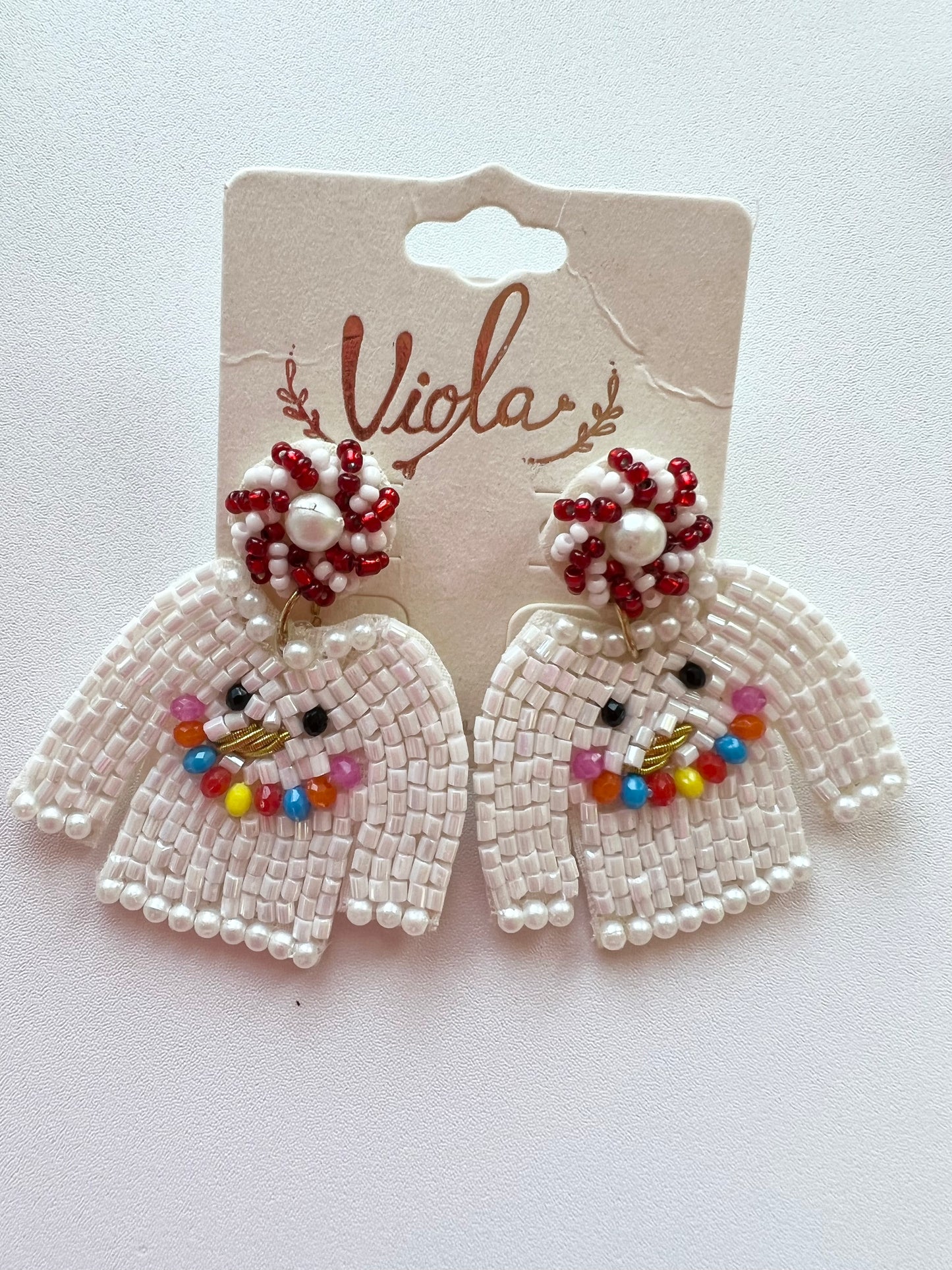 Snowman Sweater Seed Bead Earrings