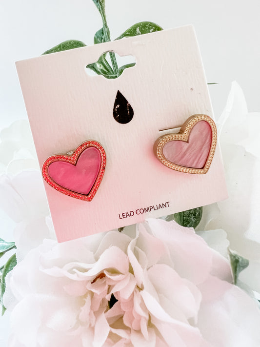 Light Pink Heart Studs