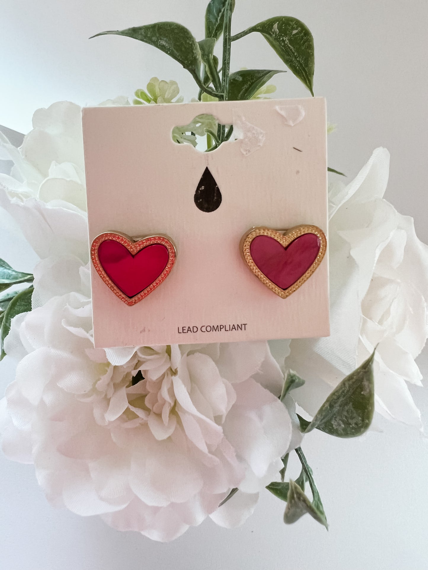 Hot Pink Heart Studs