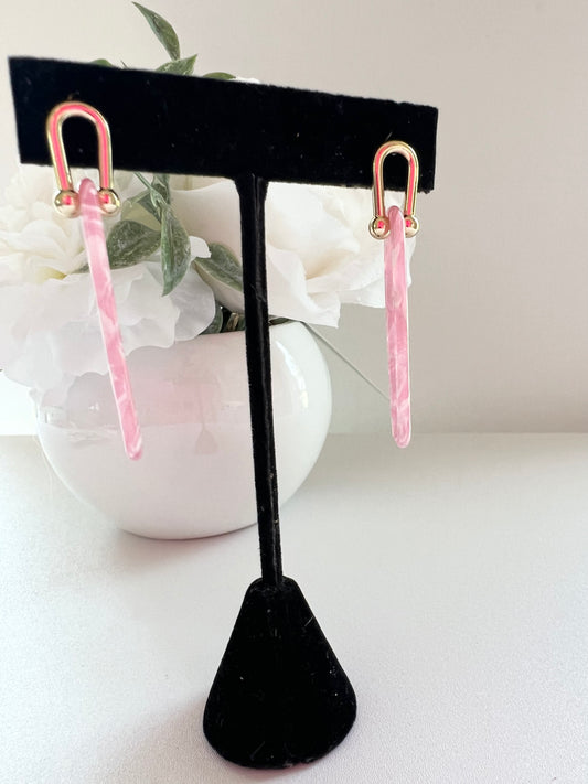 Pink Acetate Loop Earrings