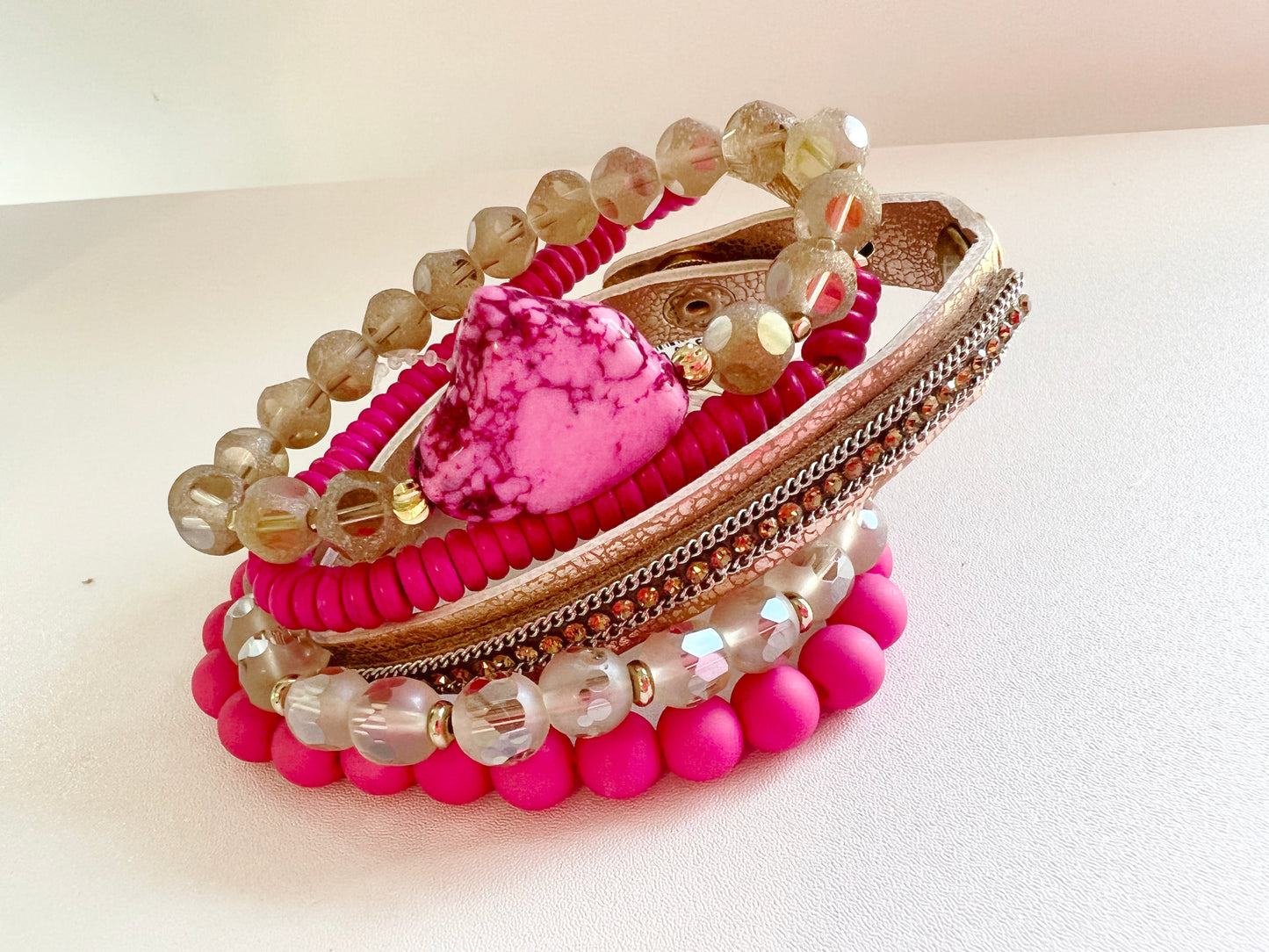 Neon Pink Bracelet Set