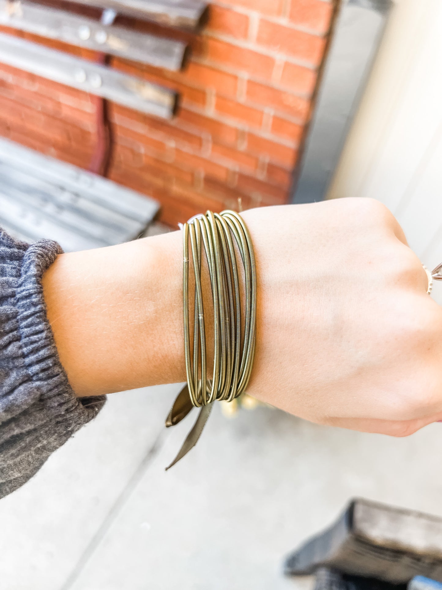 Olive Cord Bracelet Stack