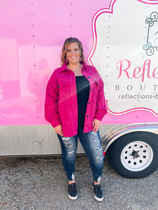 Plus Size Oversized Corduroy Shacket