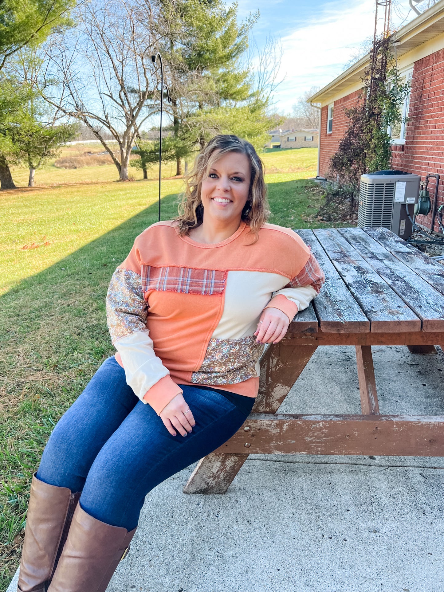 Meet me at the Patch Pullover - Plus Size
