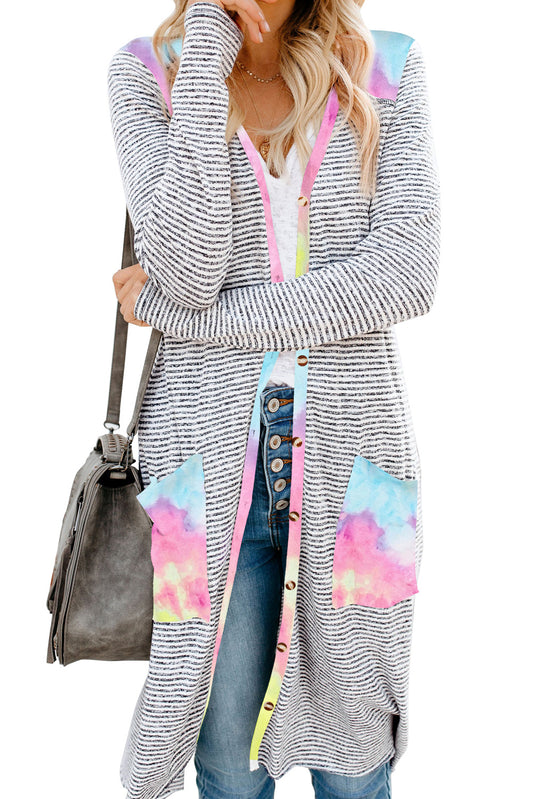 Tie Dye Striped Cardigan