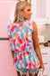 Multicolor Abstract Ruffled Tank