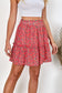 Floral Red Elastic Waist Skirt