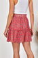 Floral Red Elastic Waist Skirt
