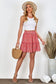 Floral Red Elastic Waist Skirt