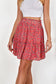 Floral Red Elastic Waist Skirt