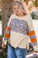 Leopard Color Block Patchwork Plus Size Top