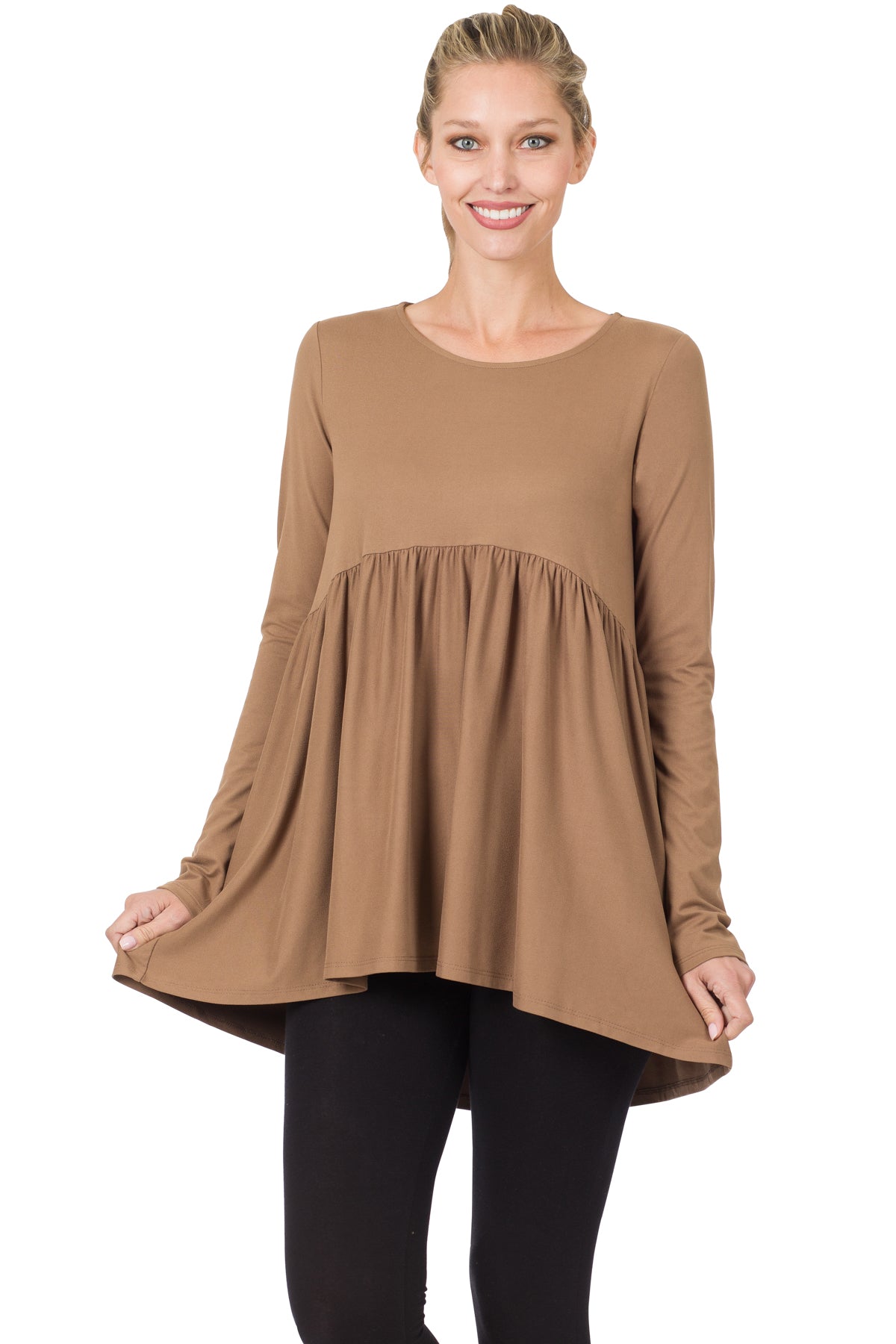 Super Soft Babydoll Blouse - Mocha