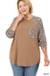 Plus Size Leopard Raglan Top - Mocha