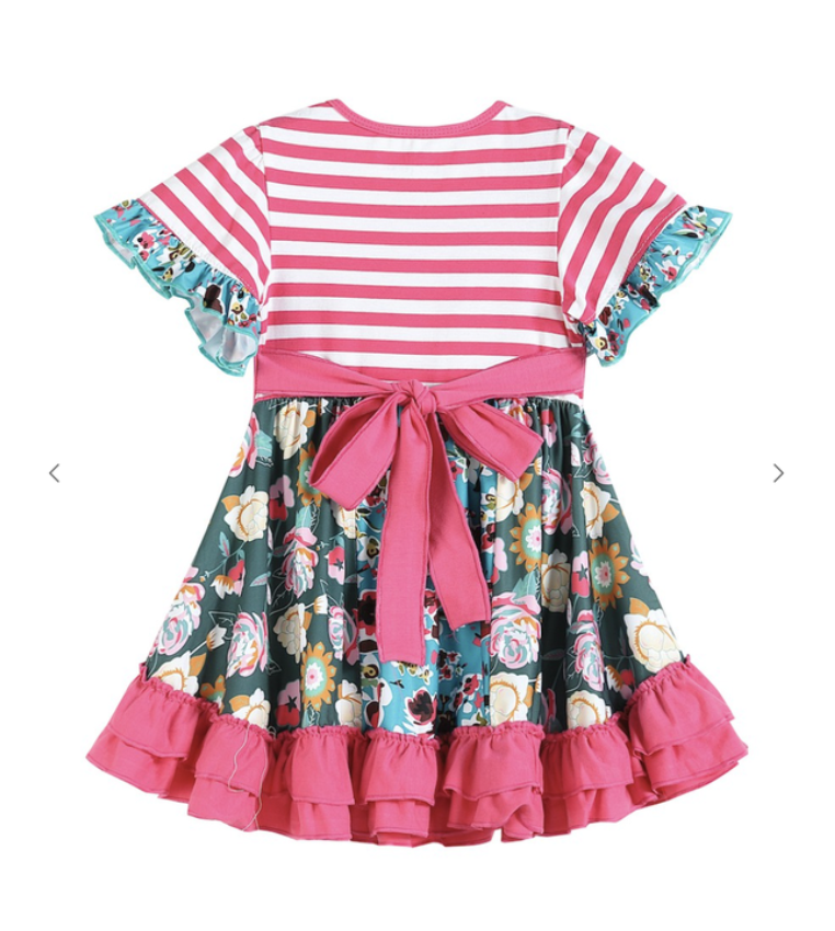 Pink Stripe Floral Dress