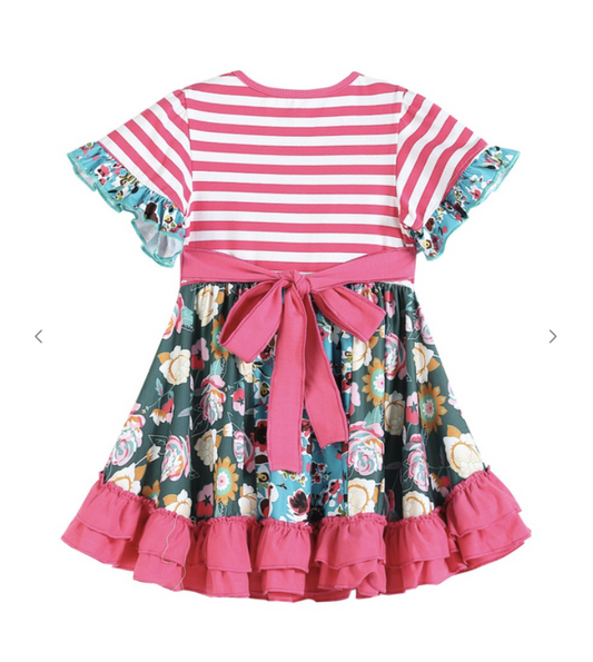 Pink Stripe Floral Dress