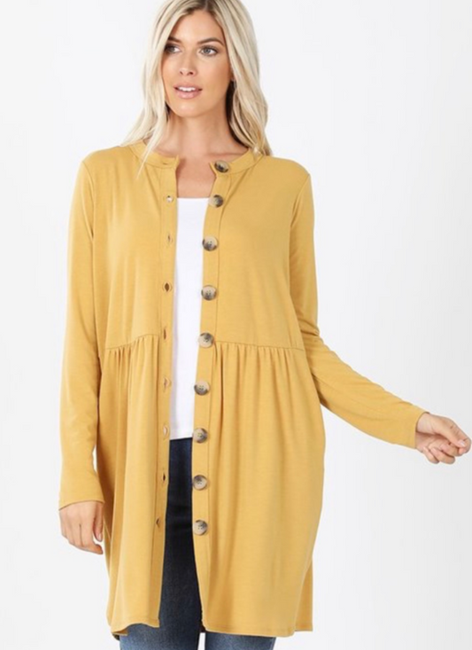 Mustard  Button Cardigan