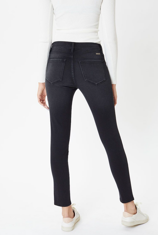 KanCan Mid Rise Black Detailed Jeans