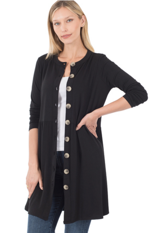 Black Button Cardigan