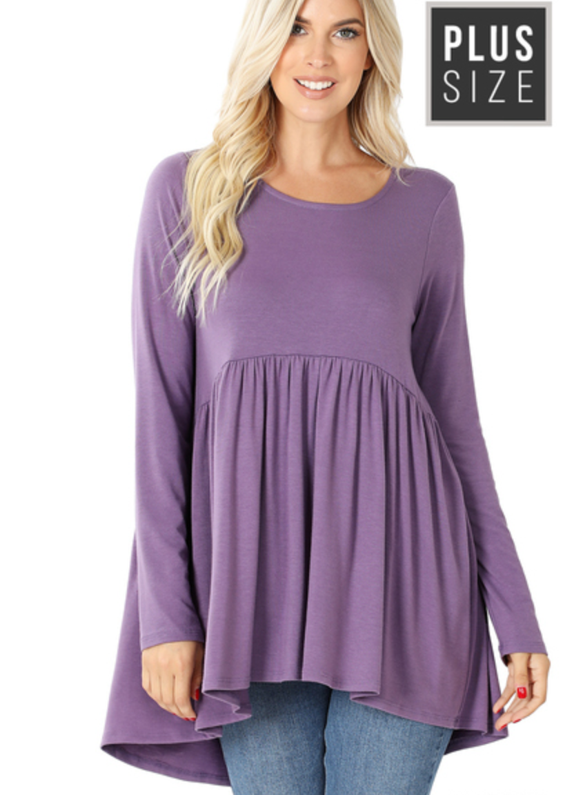 Lilac Babydoll Plus Size Blouse