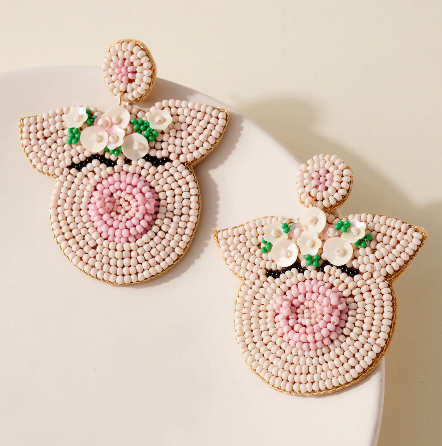 Pig Seed Bead Earrings