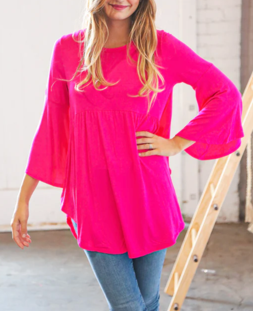 Fuchsia Bell Sleeve Top
