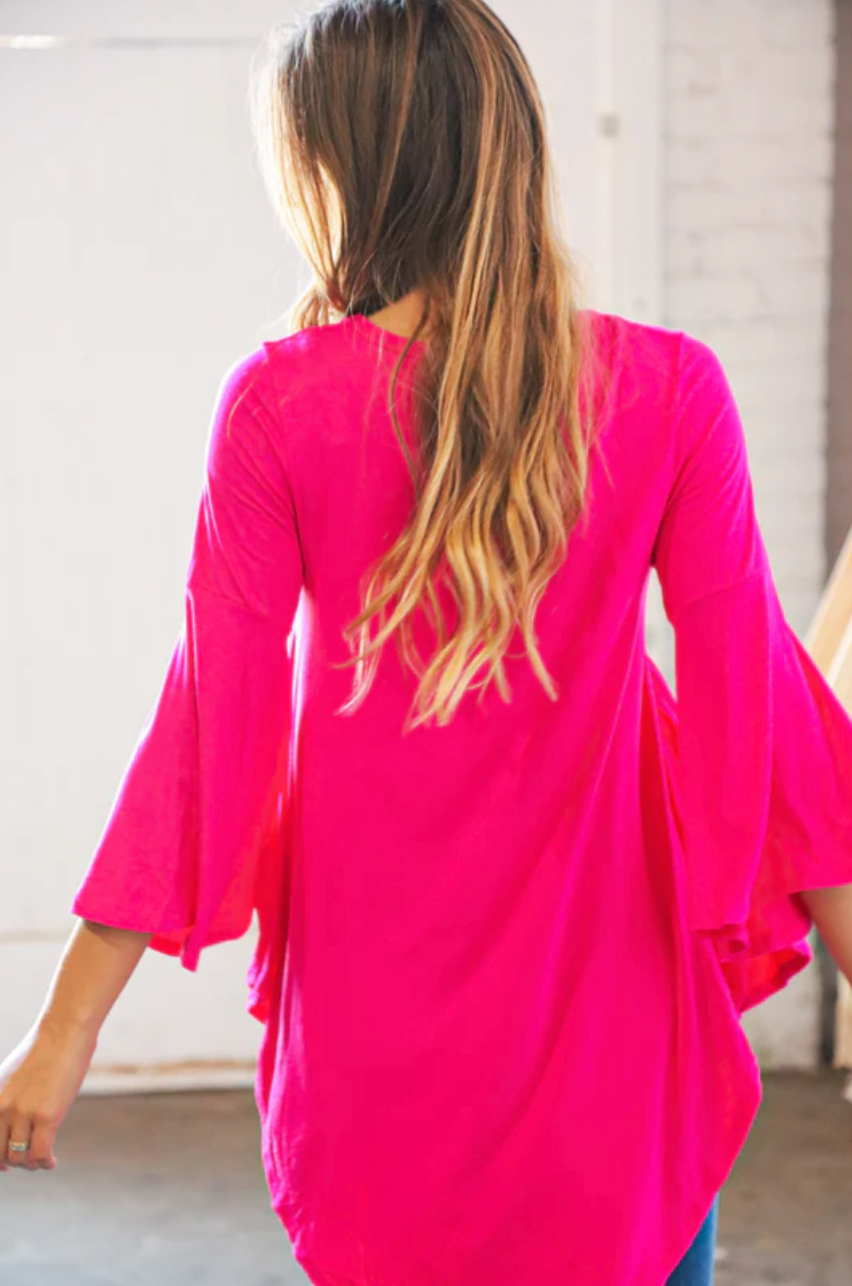 Fuchsia Bell Sleeve Top