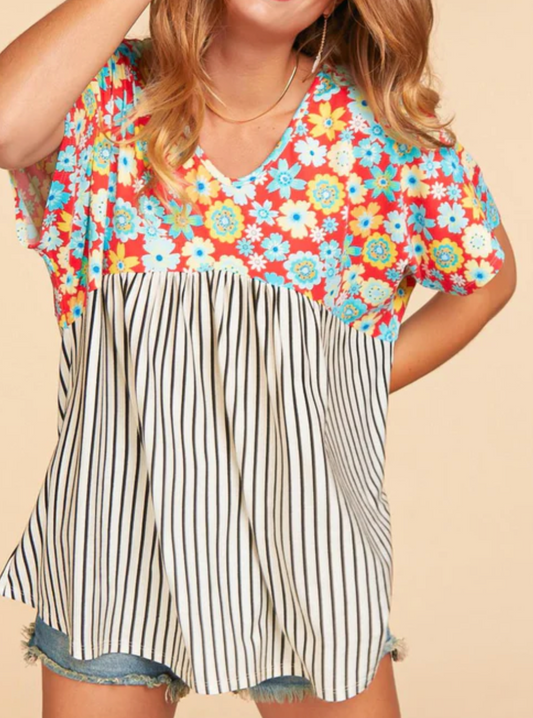 Stripes and Florals Blouse