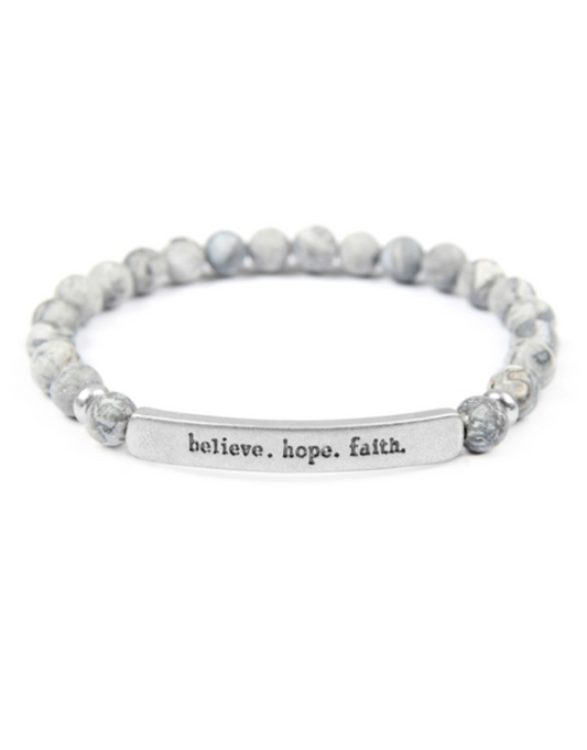 Natural Stone Bracelet - Believe, Hope, Faith