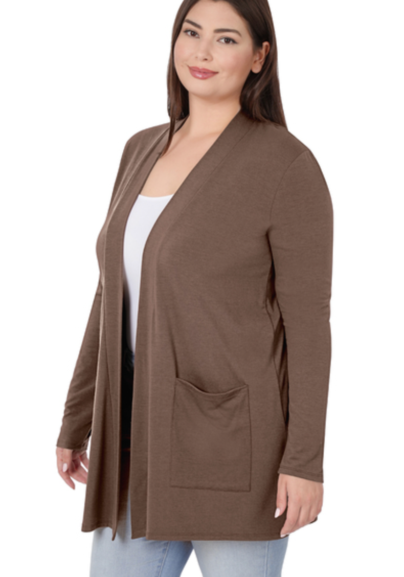 Plus Size Cardigan - Brown