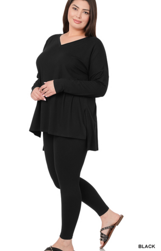 Plus Size Microfiber Lounge Set