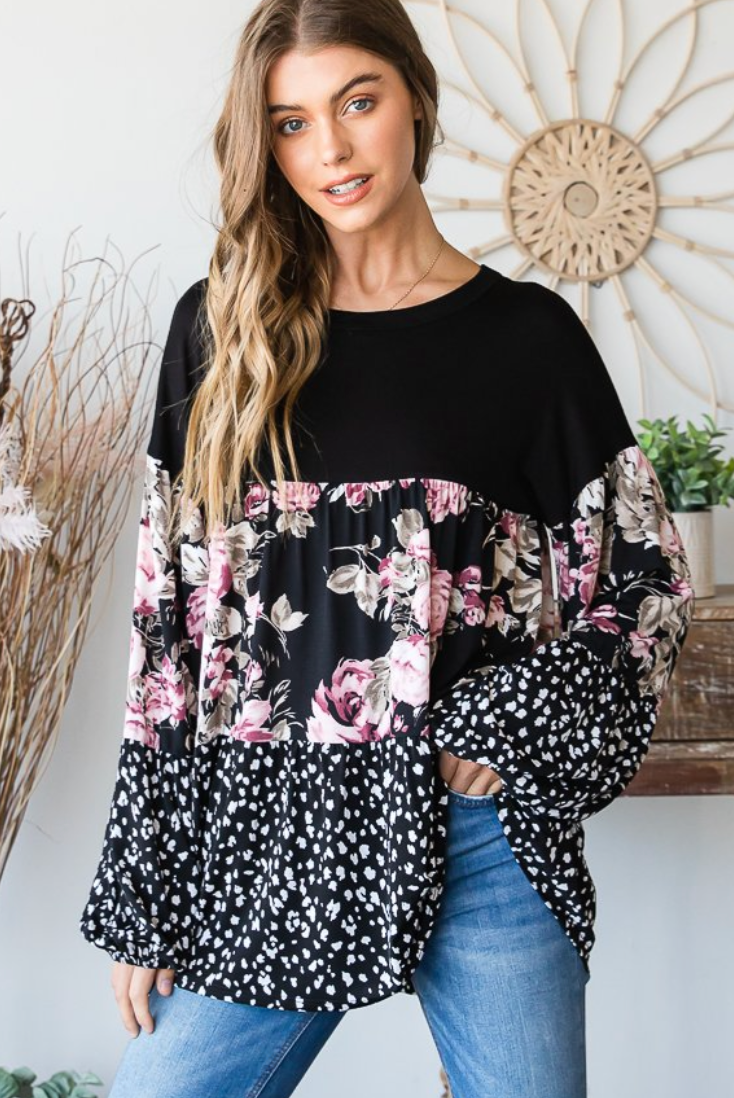 Babydoll Floral and Dot Blouse