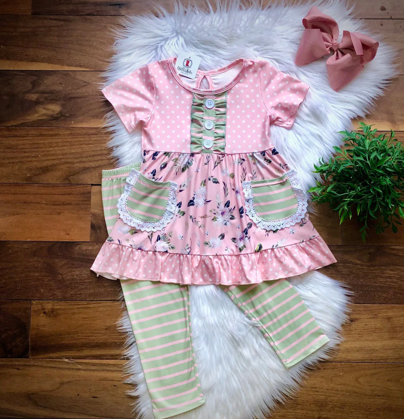 Spring 23 Sweet Pink Floral Pants Set