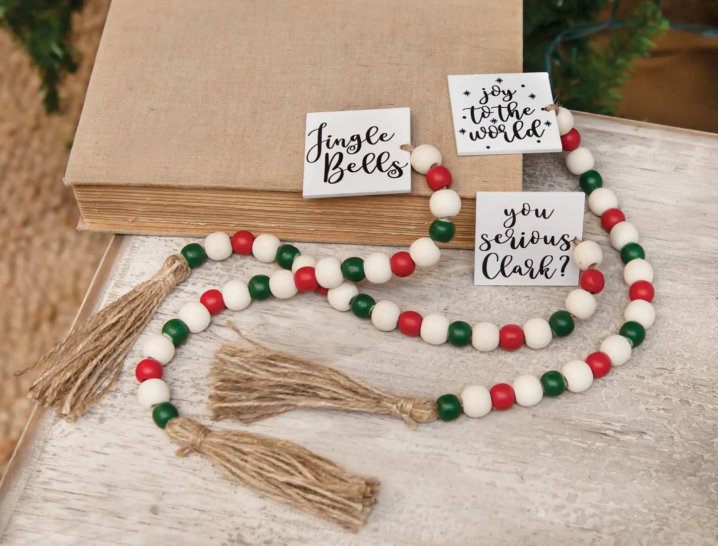 Quotes Tassle Garland w/Red/Grn Beads