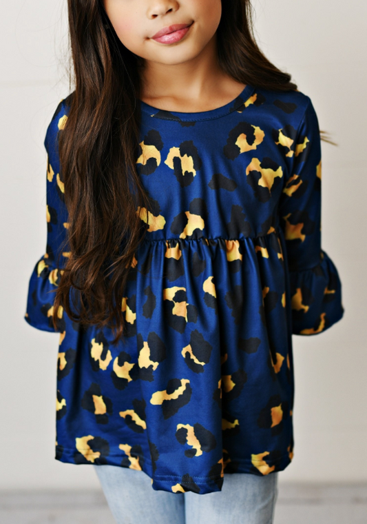 Blue Leopard Babes Blouse