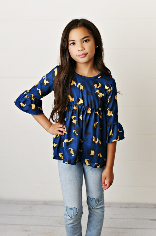 Blue Leopard Babes Blouse