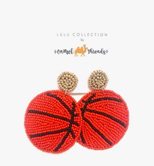 Basketball Seed Bead Earrings