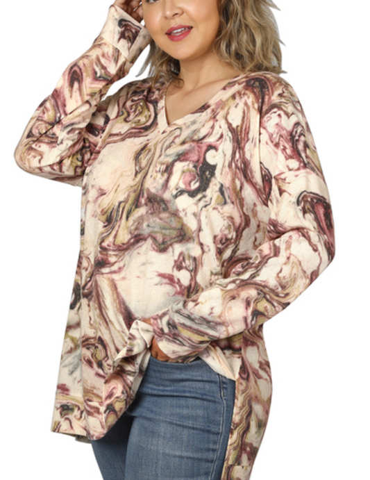 Plus Size Marble Pink Blouse