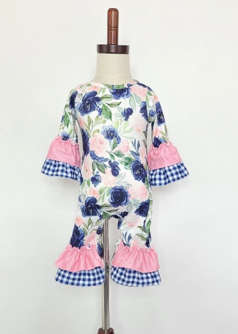 Navy and Floral Babes Romper