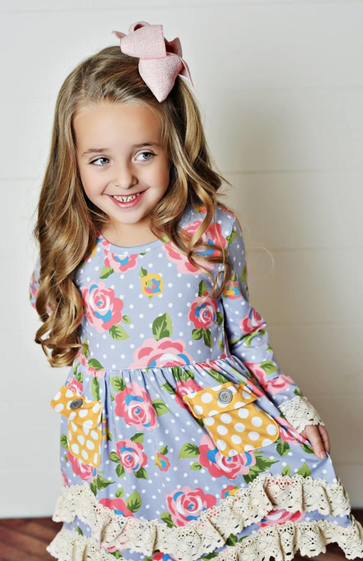 Kids Floral & Mustard Polka Dot Set